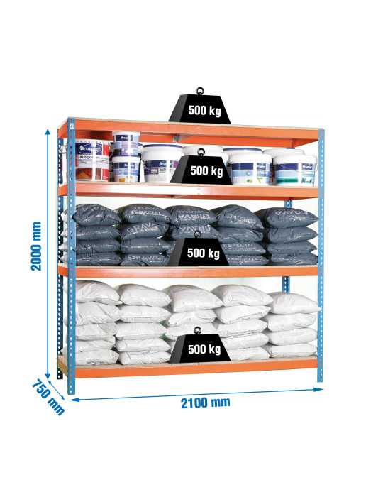 Estanteria 2000x2100x750 SIMONFORTE 2107/4 CHIPBOARD AZUL/NARANJA/MADER marca SIMONRACK