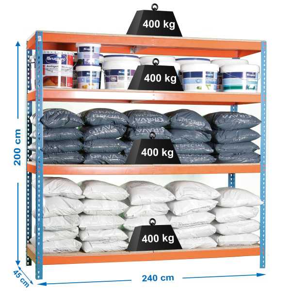 Estanteria 2000x2400x450 SIMONFORTE 2404/4 CHIPBOARD AZUL/NARANJA/MADER marca SIMONRACK