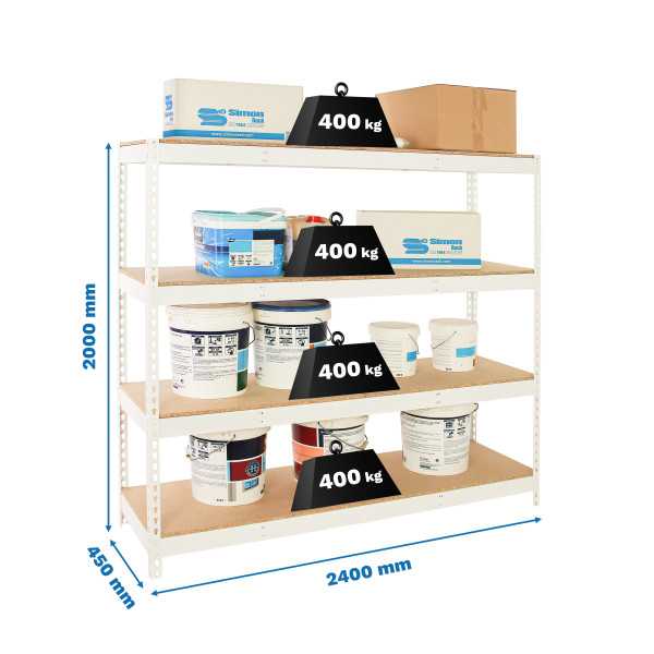 Estanteria 2000x2400x450 SIMONFORTE 2404/4 CHIPBOARD BLANCO/MADERA marca SIMONRACK