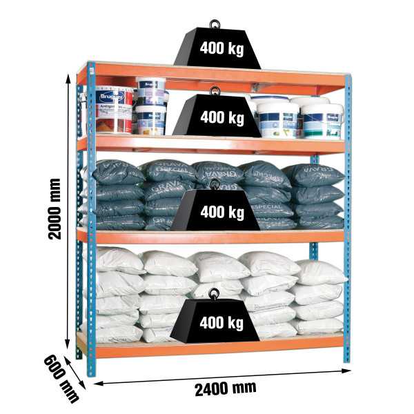 Estanteria 2000x2400x600 SIMONFORTE 2406/4 CHIPBOARD AZUL/NARANJA/MADER marca SIMONRACK