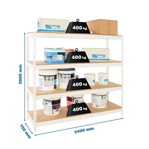 Estanteria 2000x2400x750 SIMONFORTE 2407/4 CHIPBOARD BLANCO/MADERA marca SIMONRACK