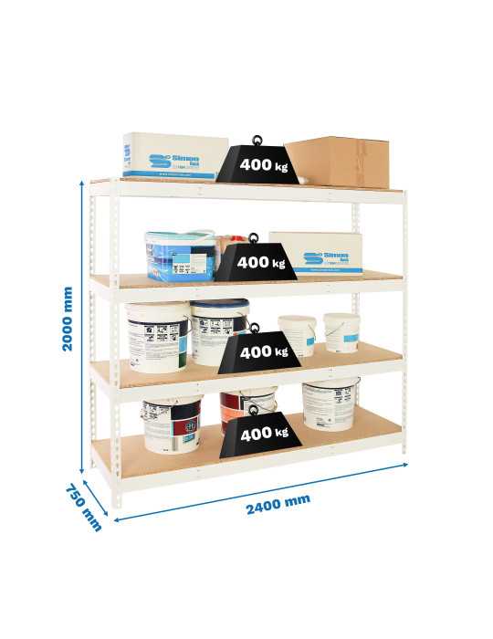 Estanteria 2000x2400x750 SIMONFORTE 2407/4 CHIPBOARD BLANCO/MADERA marca SIMONRACK