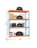 Estanteria 2000x2400x900 SIMONFORTE 2409/4 CHIPBOARD AZUL/NARANJA/MADER marca SIMONRACK