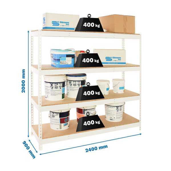 Estanteria 2000x2400x900 SIMONFORTE 2409/4 CHIPBOARD BLANCO/MADERA marca SIMONRACK