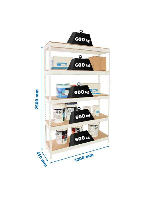 Estanteria 2500x1200x450 SIMONFORTE 1204/5 CHIPBOARD 2500 BLANCO/MADERA marca SIMONRACK