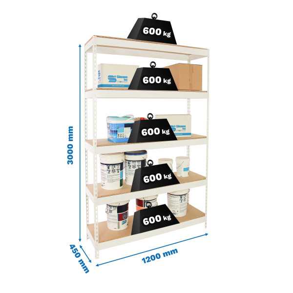 Estanteria 3000x1200x450 SIMONFORTE 1204/5 CHIPBOARD 3000 BLANCO/MADERA marca SIMONRACK