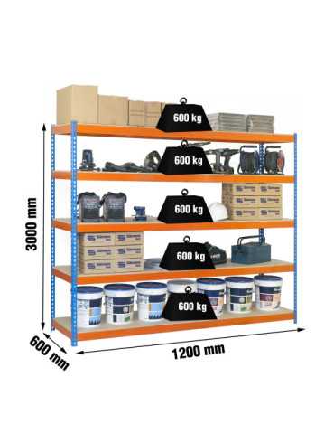Estanteria 3000x1200x600 SIMONFORTE 1206/5 CHIPBOARD 3000 AZ/NAR/MAD marca SIMONRACK
