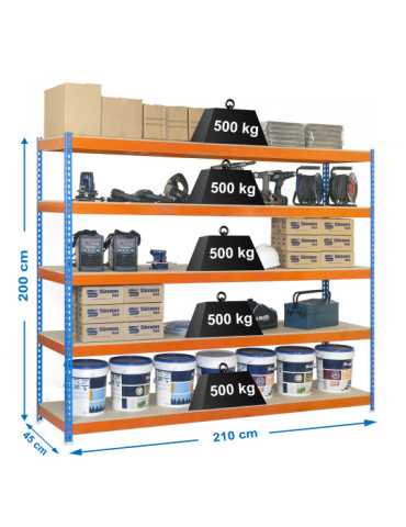 Estanteria 2000x2100x450 SIMONFORTE 2104/5 CHIPBOARD AZUL/NARANJA/MADER marca SIMONRACK
