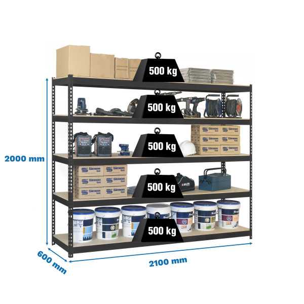 Estanteria 2000x2100x600 SIMONFORTE 2106/5 CHIPBOARD ANTRACITA/MADERA marca SIMONRACK