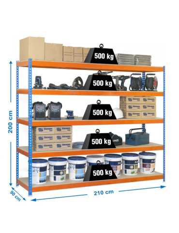 Estanteria 2000x2100x900 SIMONFORTE 2109/5 CHIPBOARD AZUL/NARANJA/MADER marca SIMONRACK