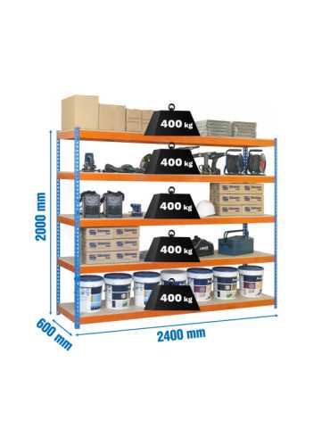 Estanteria 2000x2400x600 SIMONFORTE 2406/5 CHIPBOARD AZUL/NARANJA/MADER marca SIMONRACK