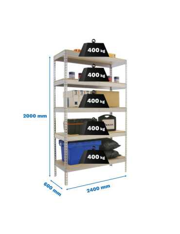 Estanteria 2000x2400x600 SIMONFORTE 2406/5 CHIPBOARD GALVA/MADERA marca SIMONRACK