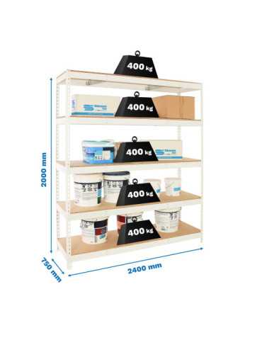Estanteria 2000x2400x750 SIMONFORTE 2407/5 CHIPBOARD BLANCO/MADERA marca SIMONRACK