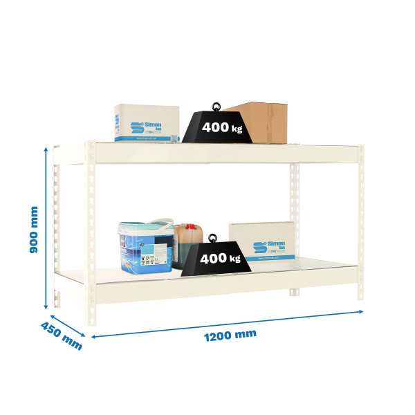 Estanteria 900x1200x450 ECOFORTE 1204/2 METAL 900 BLANCO/GALVA marca SIMONRACK