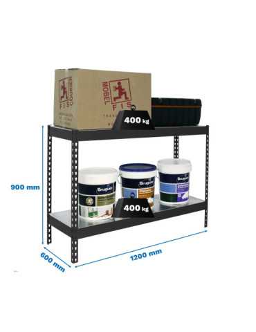 Estanteria 900x1200x600 ECOFORTE 1206/2 METAL 900 ANTRACITA/GALVA marca SIMONRACK