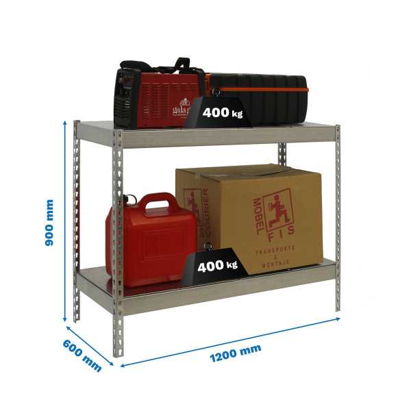 Estanteria 900x1200x600 ECOFORTE 1206/2 METAL 900 GALVA/GALVA marca SIMONRACK