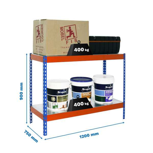Estanteria 900x1200x750 ECOFORTE 1207/2 METAL 900 AZUL/NARANJA/GALVA marca SIMONRACK