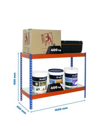 Estanteria 900x1500x450 ECOFORTE 1504/2 METAL 900 AZUL/NARANJA/GALVA marca SIMONRACK