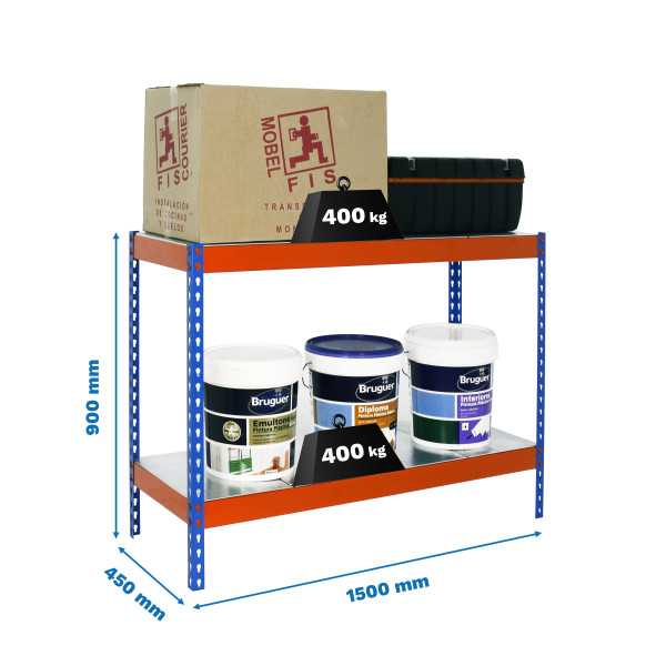 Estanteria 900x1500x450 ECOFORTE 1504/2 METAL 900 AZUL/NARANJA/GALVA marca SIMONRACK
