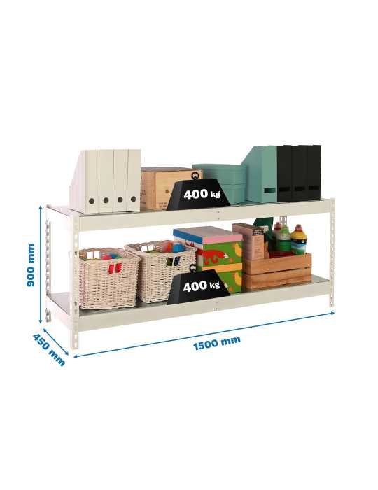 Estanteria 900x1500x450 ECOFORTE 1504/2 METAL 900 BLANCO/GALVA marca SIMONRACK