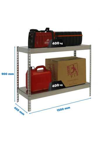 Estanteria 900x1500x450 ECOFORTE 1504/2 METAL 900 GALVA/GALVA marca SIMONRACK