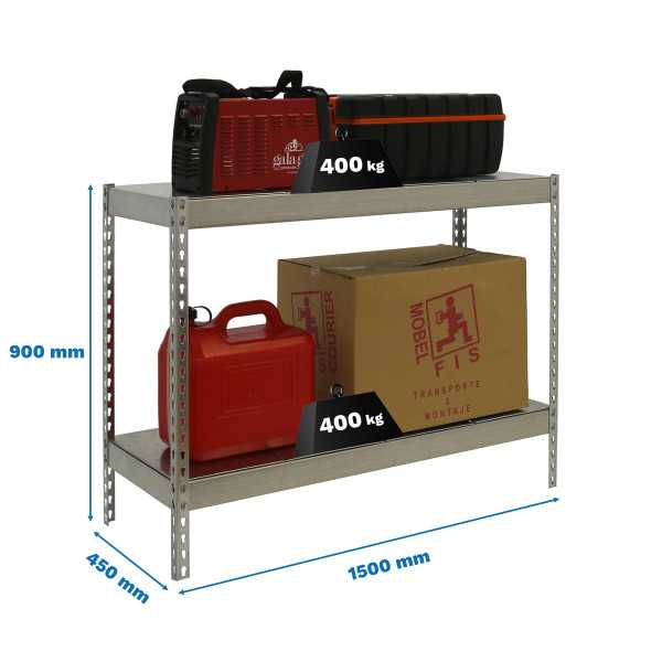Estanteria 900x1500x450 ECOFORTE 1504/2 METAL 900 GALVA/GALVA marca SIMONRACK