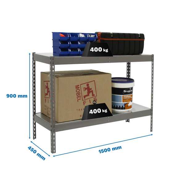 Estanteria 900x1500x450 ECOFORTE 1504/2 METAL 900 GRIS/GALVA marca SIMONRACK