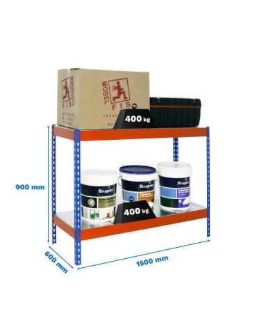Estanteria 900x1500x600 ECOFORTE 1506/2 METAL 900 AZUL/NARANJA/GALVA marca SIMONRACK