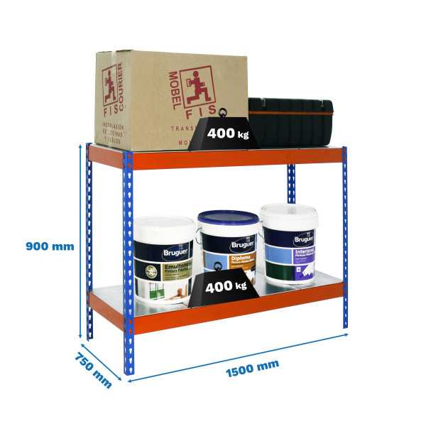 Estanteria 900x1500x750 ECOFORTE 1507/2 METAL 900 AZUL/NARANJA/GALVA marca SIMONRACK