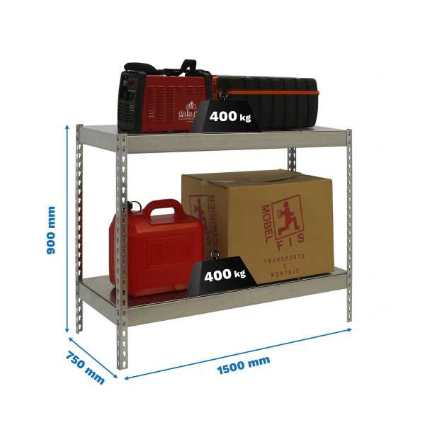 Estanteria 900x1500x750 ECOFORTE 1507/2 METAL 900 GALVA/GALVA marca SIMONRACK