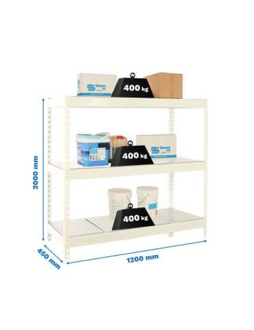 Estanteria 2000x1200x450 ECOFORTE 1204/3 METAL BLANCO/GALVA marca SIMONRACK