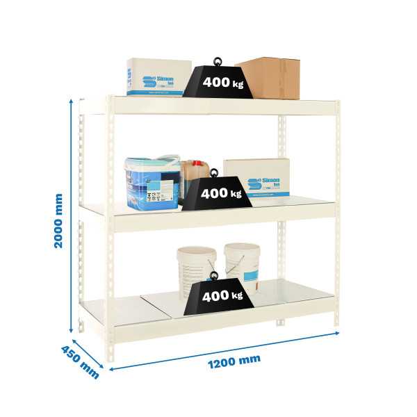 Estanteria 2000x1200x450 ECOFORTE 1204/3 METAL BLANCO/GALVA marca SIMONRACK