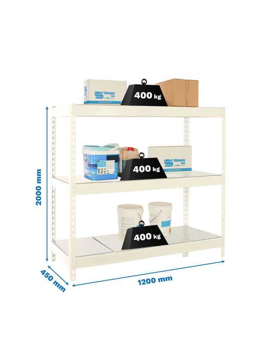 Estanteria 2000x1200x450 ECOFORTE 1204/3 METAL BLANCO/GALVA marca SIMONRACK