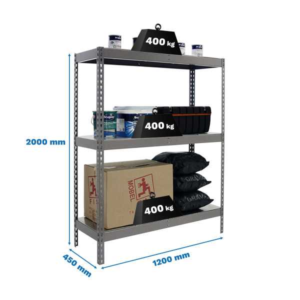 Estanteria 2000x1200x450 ECOFORTE 1204/3 METAL GRIS/GALVA marca SIMONRACK