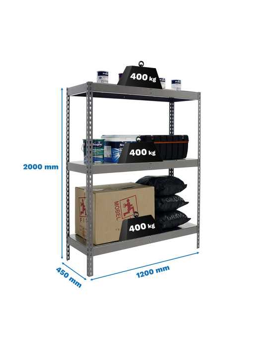 Estanteria 2000x1200x450 ECOFORTE 1204/3 METAL GRIS/GALVA marca SIMONRACK
