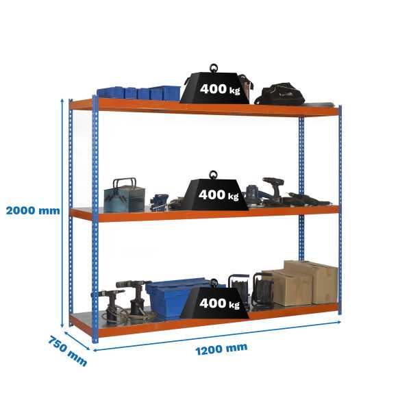 Estanteria 2000x1200x750 ECOFORTE 1207/3 METAL AZUL/NARANJA/GALVA marca SIMONRACK