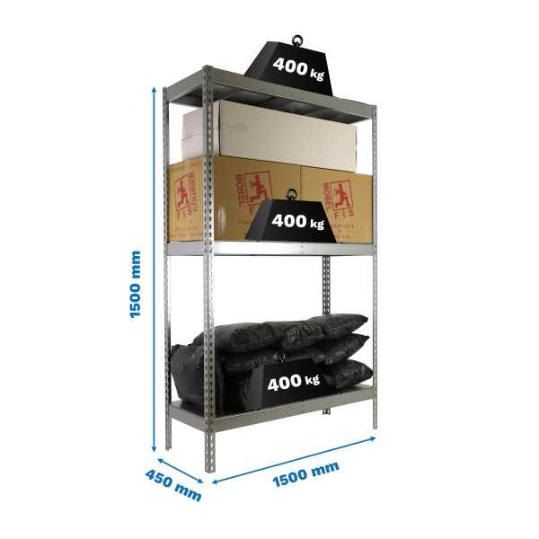 Estanteria 1500x1500x450 ECOFORTE 1504/3 METAL 1500 GALVA/GALVA marca SIMONRACK