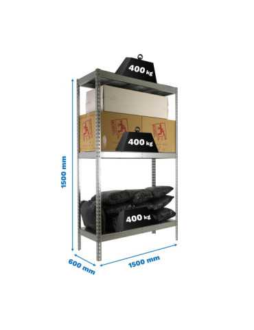 Estanteria 1500x1500x600 ECOFORTE 1506/3 METAL 1500 GALVA/GALVA marca SIMONRACK