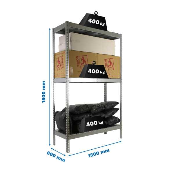 Estanteria 1500x1500x600 ECOFORTE 1506/3 METAL 1500 GALVA/GALVA marca SIMONRACK