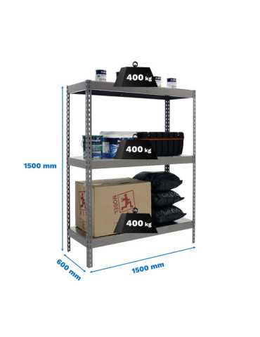 Estanteria 1500x1500x600 ECOFORTE 1506/3 METAL 1500 GRIS/GALVA marca SIMONRACK