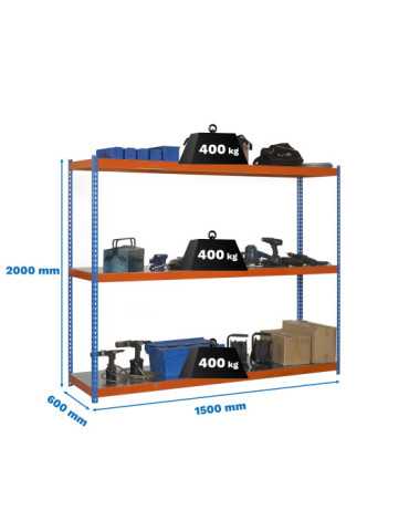 Estanteria 2000x1500x600 ECOFORTE 1506/3 METAL AZUL/NARANJA/GALVA marca SIMONRACK