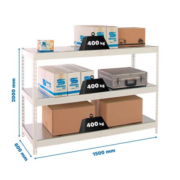 Estanteria 2000x1500x600 ECOFORTE 1506/3 METAL BLANCO/GALVA marca SIMONRACK