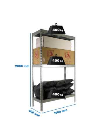 Estanteria 2000x1500x600 ECOFORTE 1506/3 METAL GALVA/GALVA marca SIMONRACK