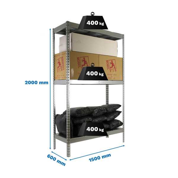 Estanteria 2000x1500x600 ECOFORTE 1506/3 METAL GALVA/GALVA marca SIMONRACK