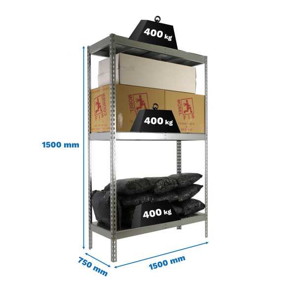 Estanteria 1500x1500x750 ECOFORTE 1507/3 METAL 1500 GALVA/GALVA marca SIMONRACK