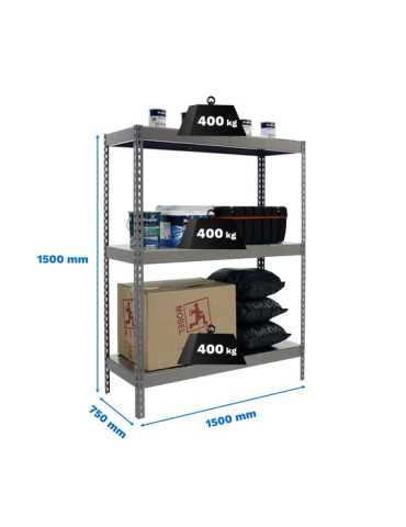 Estanteria 1500x1500x750 ECOFORTE 1507/3 METAL 1500 GRIS/GALVA marca SIMONRACK