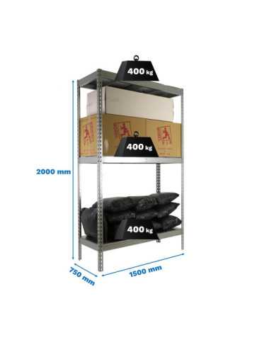 Estanteria 2000x1500x750 ECOFORTE 1507/3 METAL GALVA/GALVA marca SIMONRACK