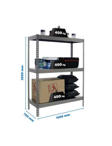 Estanteria 2000x1500x750 ECOFORTE 1507/3 METAL GRIS/GALVA marca SIMONRACK