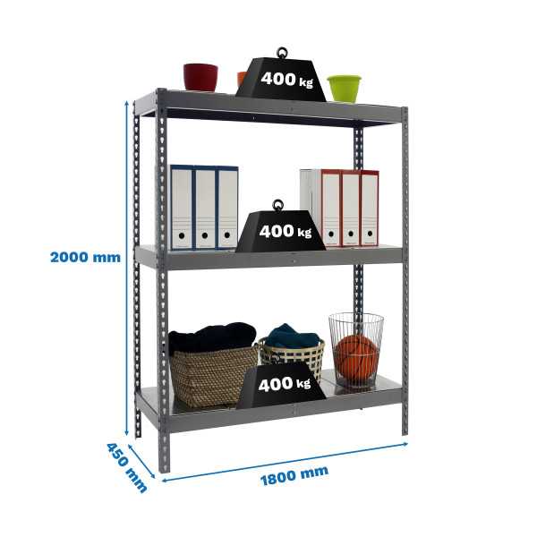Estanteria 2000x1800x450 ECOFORTE 1804/3 METAL GRIS/GALVA marca SIMONRACK