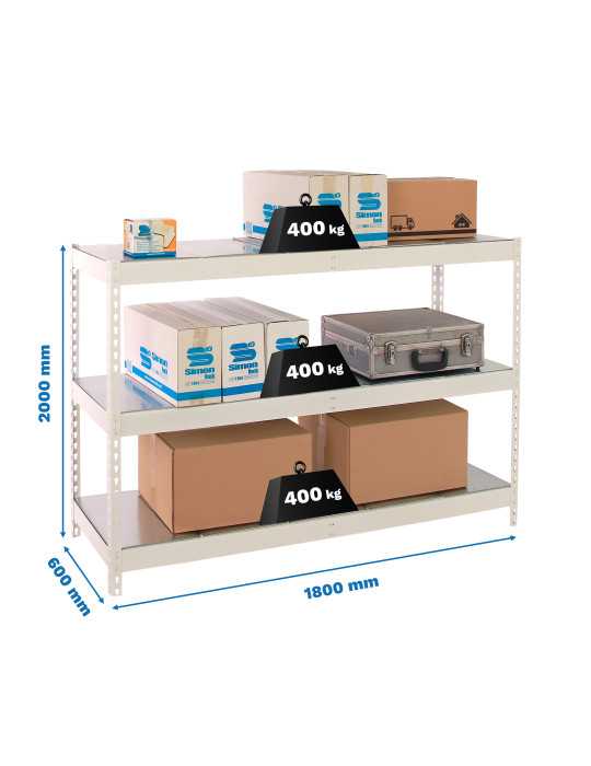 Estanteria 2000x1800x600 ECOFORTE 1806/3 METAL BLANCO/GALVA marca SIMONRACK